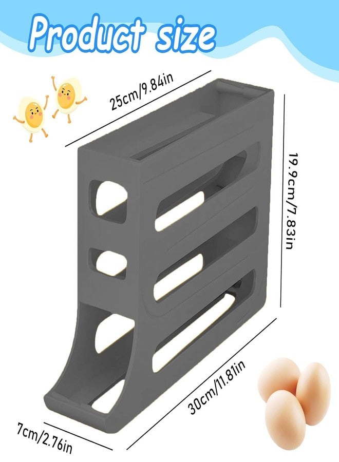 RANIC Rectangular Refrigerator Egg Holder: Egg Holder With Automatic Rolling, 4 Tiers, Egg Storage, Space Saving Refrigerator Egg Storage Box, Food Storage Container For Kitchen Cabinet. (Grey) - Image 3